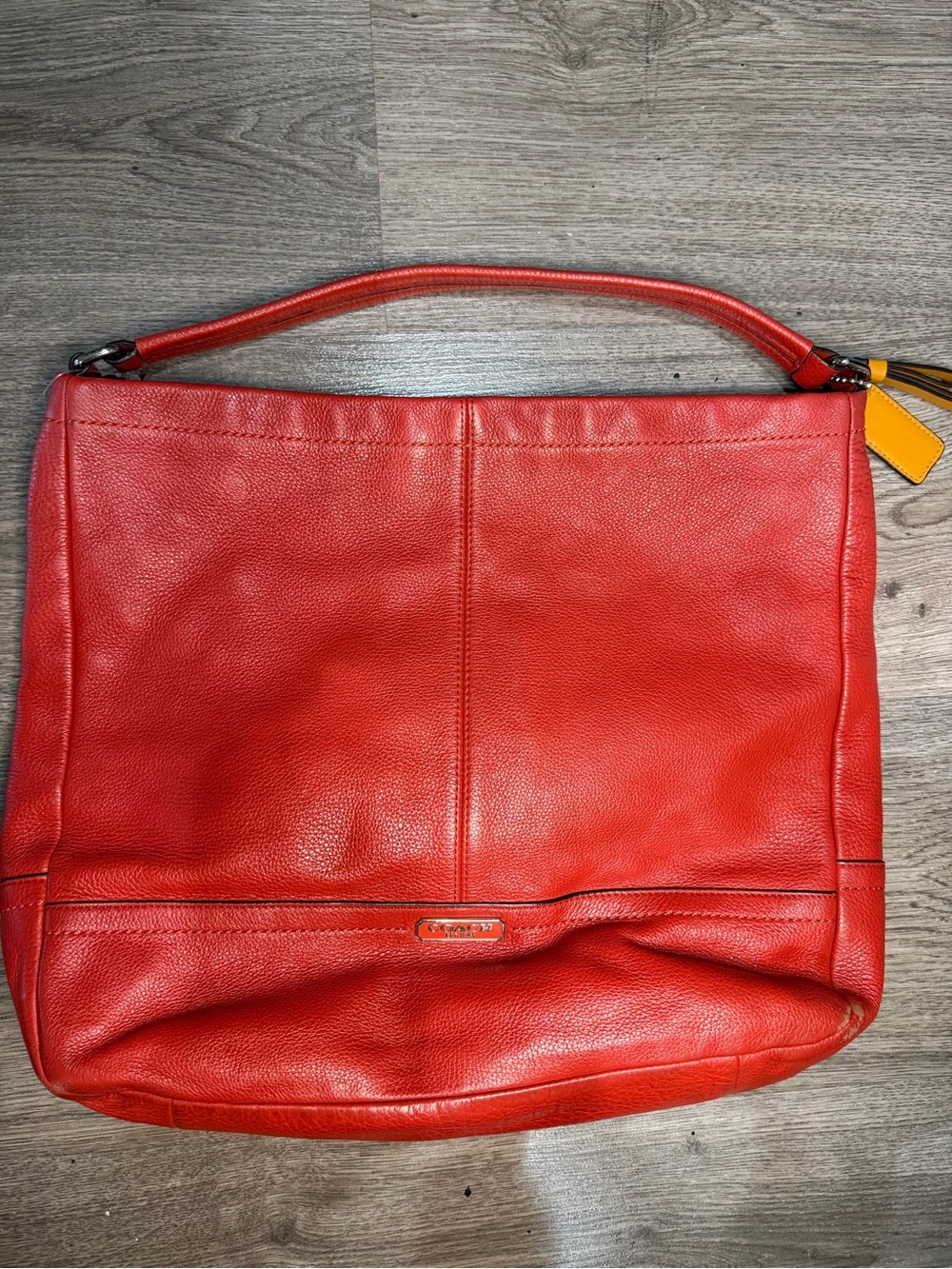 Coach Bright Red Leather Shoulder Hobo Bag